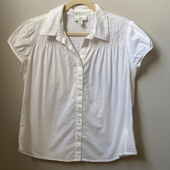 NWOT LOFT white button up blouse - Picture 1 of 5